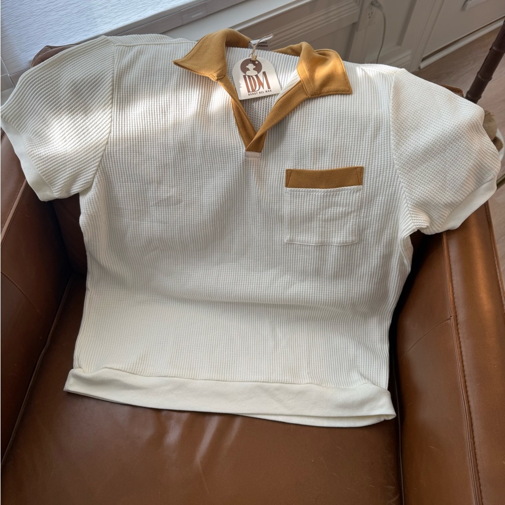 Men's Cream and Gold Polo Shirt